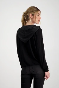 Satin blouse-style shirt with hood