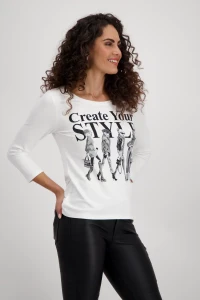 Shirt with woman drawing