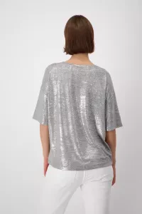 Glänzendes T-Shirt mit Strass Schrift