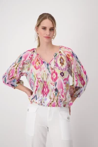 Luftige Bluse mit Ikatmuster