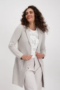 Long cardigan with lapel collar