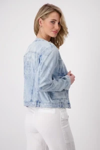 Denim jacket with floral pattern