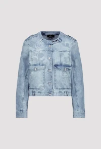 Denim jacket with floral pattern