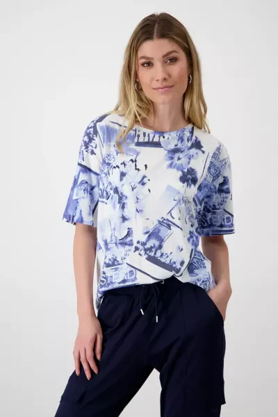 Monari T-Shirt mit Denim Print