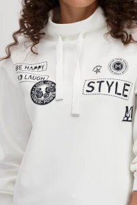 Sweatshirt with patches and rhinestones