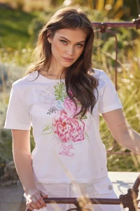 T-Shirt mit Blumen Zeichnung