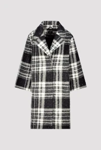 Faux fur coat with check pattern