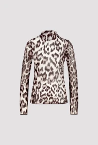 Mesh shirt with leopard print pattern