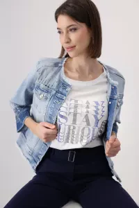 T Shirt mit Strass Schrift