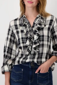 Blouse with check pattern