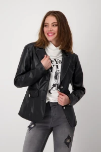 Faux leather blazer