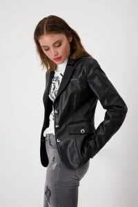 Faux leather blazer