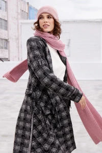 Long cardigan with check pattern