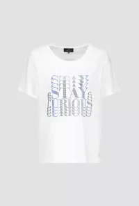 T-shirt with rhinestone script