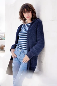 Boucle Jacke mit Kapuze