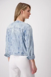 Denim jacket with floral pattern