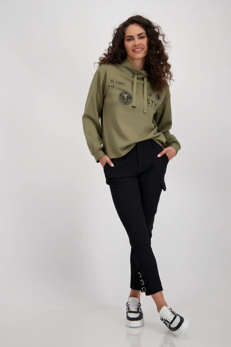 Monari Sweatshirt mit Patches und Strass