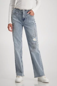 Wide leg jeans with embellishment