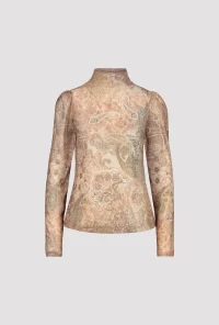 Mesh shirt with paisley pattern