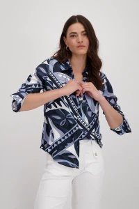 Satin Bluse mit Ornamentmuster