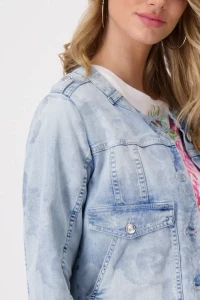 Denim jacket with floral pattern