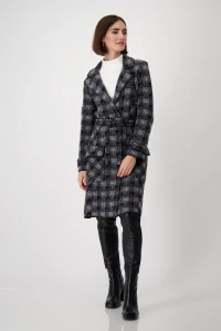 Long cardigan with check pattern