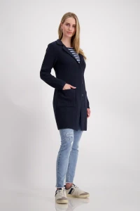 Long cardigan with lapel collar