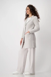 Long cardigan with lapel collar