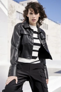 Imitation leather jacket