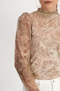 Mesh shirt with paisley pattern