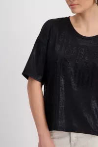 Glänzendes T-Shirt mit Strass Schrift