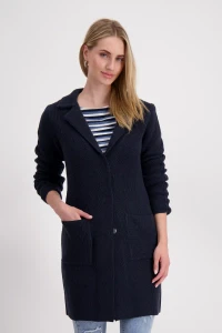 Long cardigan with lapel collar