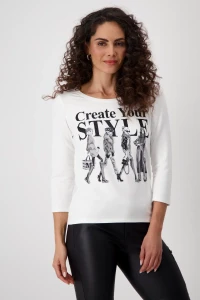 Shirt with woman drawing