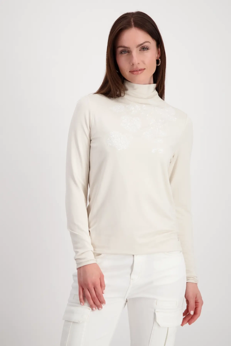 Monari Shirt mit toniger Pailletten-Blume