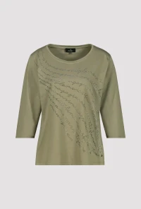 Shirt with rhinestone script