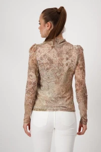 Mesh shirt with paisley pattern