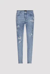 Jeans with rips and embellishment