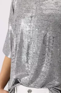 Glänzendes T-Shirt mit Strass Schrift