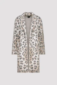 Fleecy coat with leopard pattern