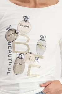 Shirt with perfume bottles print