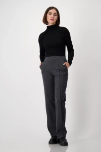 Wide-leg trousers with herringbone pattern